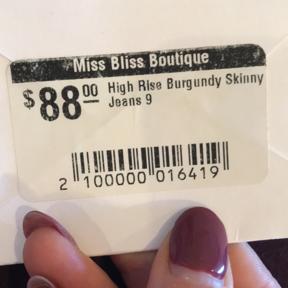 NEW KanCan High Rise Burgandy Skinny Jeans size 9/28 - Picture 10 of 10